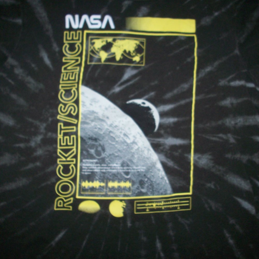 Black Tie-Dye T-Shirt NASA "Rocket Science” Hyper Space Unisex Kids Adult Small